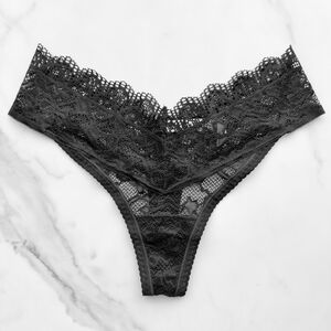 NWOT SOMA EMBRACEABLE ENCHANTING ALL-OVER LACE THONG PANTY IN BLACK XS/S/M/L/XL